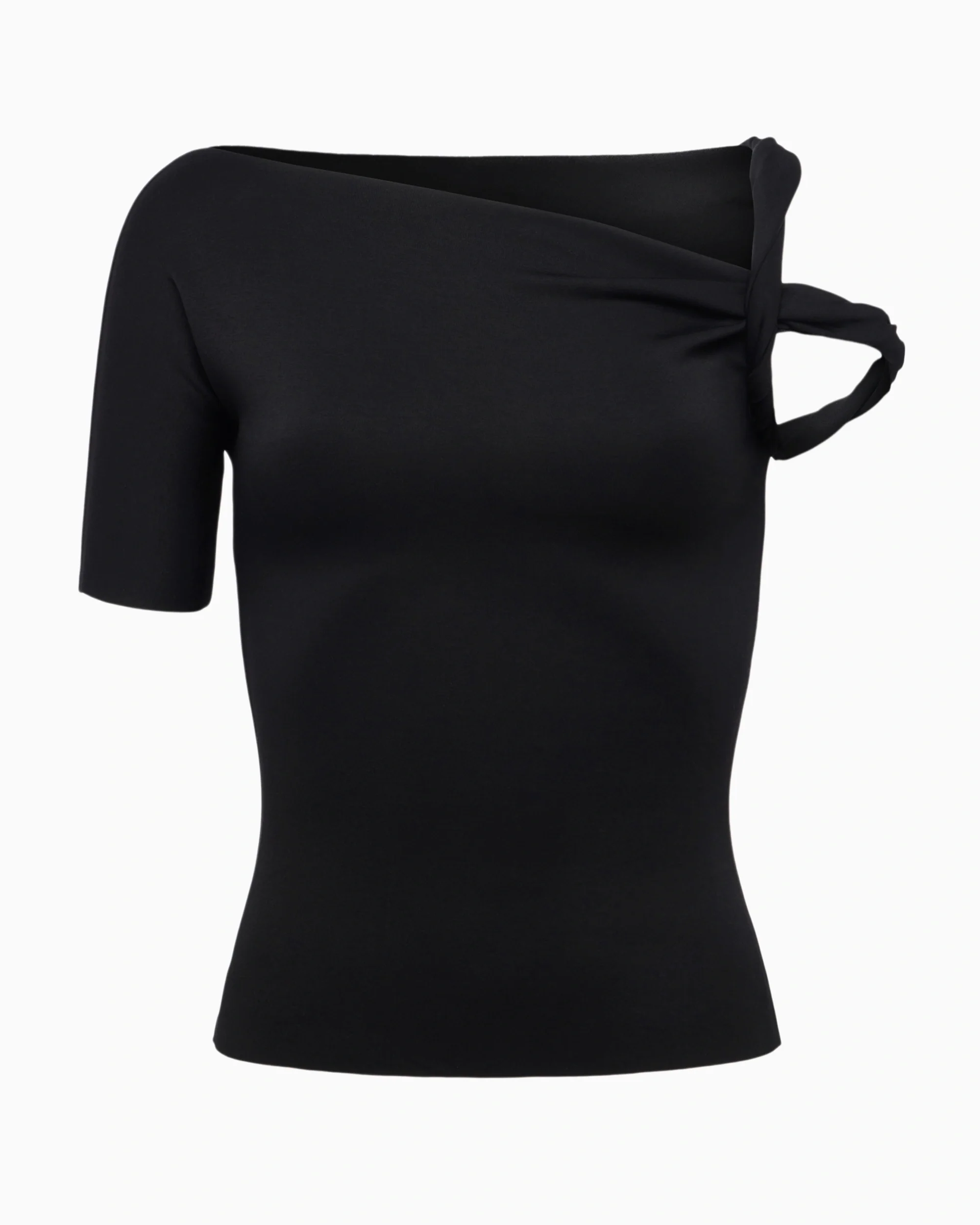 Sueded Stretch Twisted Top | Black - Image 2