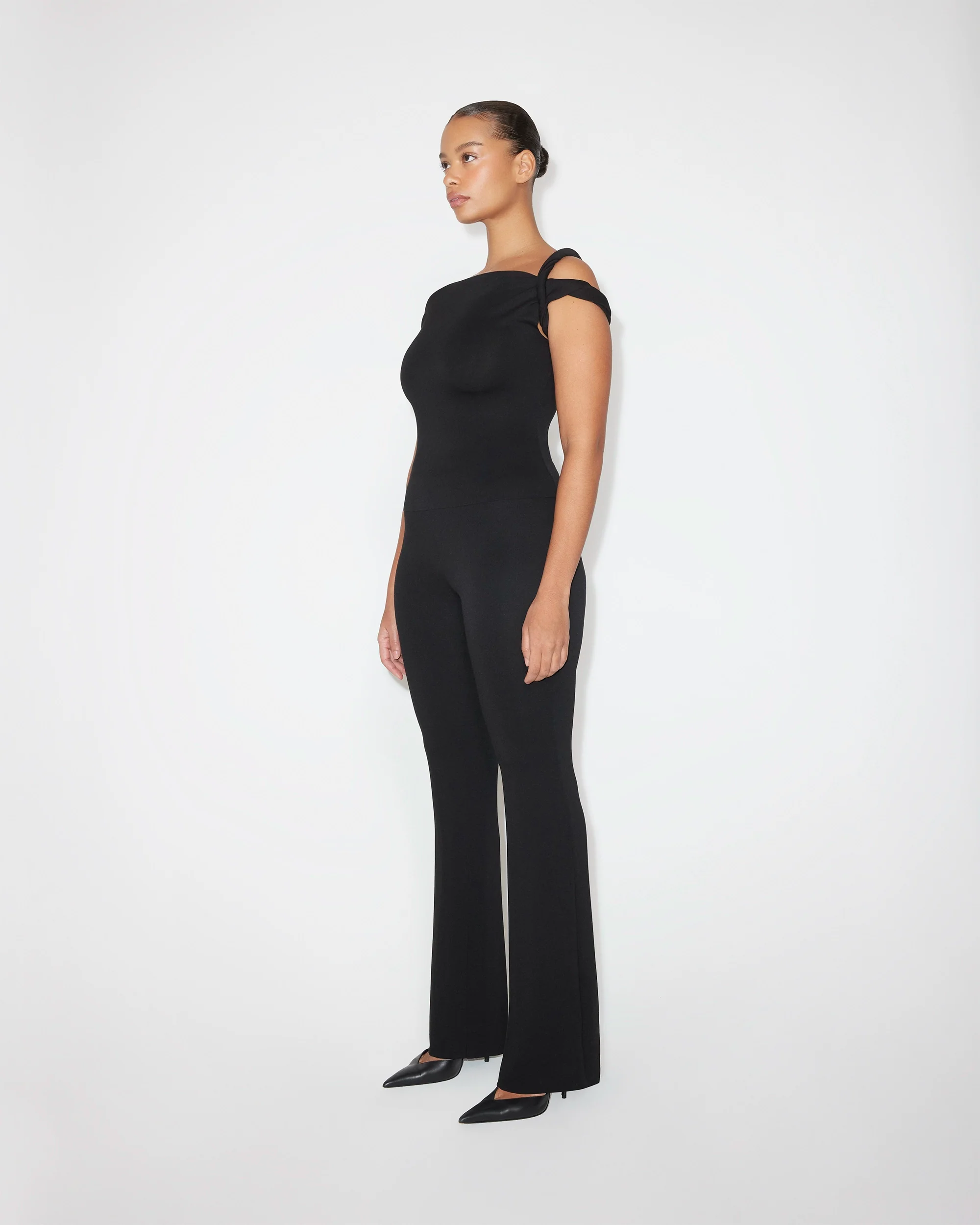 Sueded Stretch Twisted Top | Black - Image 3