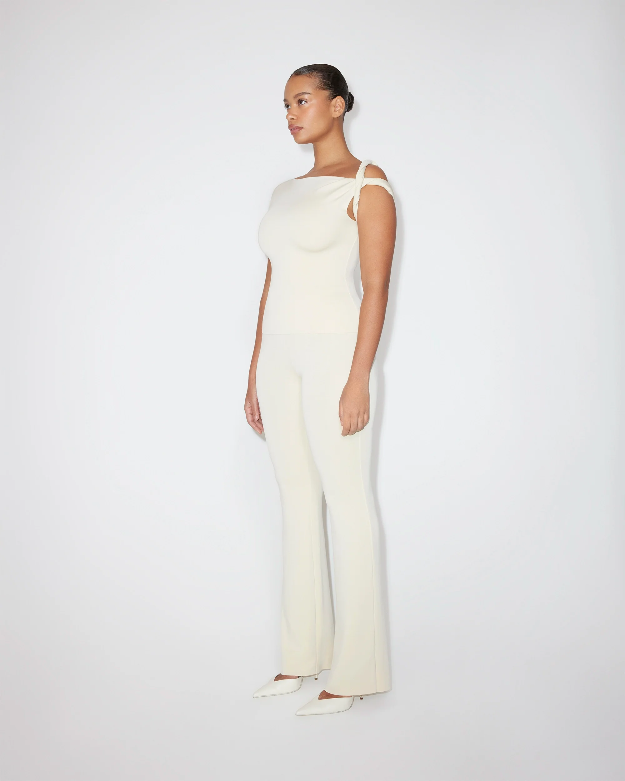 Sueded Stretch Twisted Top | Stone - Image 3